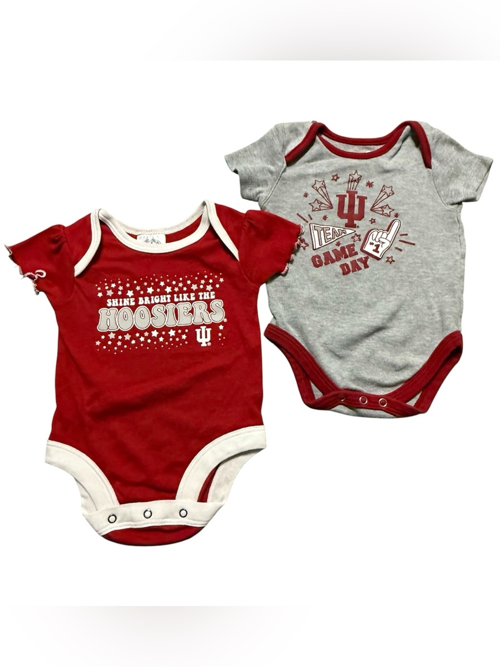 Indiana Hoosiers Baby Bodysuits 3-6M & 6-9M IU Game Day Set of 2